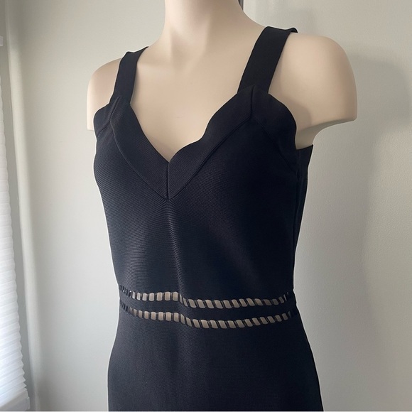 H&M Fine Knit Cut Out Bodycon Midi Dress Sleeveless Black Size Medium - Picture 6 of 7